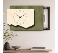 Cache Compteur Electrique Mural 3D avec Horloge et Panneau Coulissant | Cache Tableau Electrique Decoratif Amovible Couvercle de Compteur de Boîte Électrique(Green,W53xH37cm(fits≤35x25cm))