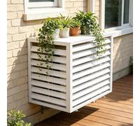 Cache Condenseur en Aluminium pour Unité de Climatisation Extérieure | Cache Climatiseur avec Panneaux à Persiennes pour Jardin, Terrasse et Extérieur(F,100cm/39.3in)