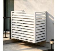 Cache Condenseur en Aluminium pour Unité de Climatisation Extérieure | Cache Climatiseur avec Panneaux à Persiennes pour Jardin, Terrasse et Extérieur(E,110cm/43.3in)