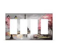 Cache de sortie Tour Eiffel de Paris caché pour interrupteur de lumière en polycarbonate thermoplastique 4 interrupteurs Plaque murale décorative tendance pour maison de taille 21,1 x 11,9 cm