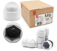 Cache écrou M06 Blanc, 10 pièces, cache blanc, caches vis plastique | capuchon de protection hexagonal, protection anti-rouille pour écrou et vis, finition propre bricolage