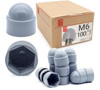 Cache écrou M06 Gris, 100 pièces, cache gris, caches vis plastique | capuchon de protection hexagonal, protection anti-rouille pour écrou et vis, finition propre bricolage