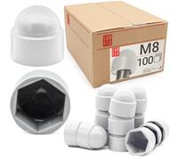 Cache écrou M08 Blanc, 100 pièces, caches vis plastique, capuchon de protection hexagonal, cache blanc, protection anti-rouille pour écrou et vis, finition propre bricolage Lun Fix