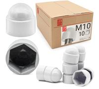 Cache écrou M10 Blanc, 10 pièces, caches vis plastique, capuchon de protection hexagonal, cache blanc, protection anti-rouille pour écrou et vis, finition propre bricolage Lun Fix
