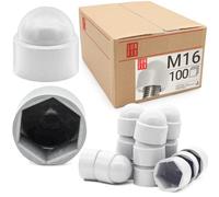 Cache écrou M16 Blanc, 100 pièces, cache blanc, caches vis plastique | capuchon de protection hexagonal, protection anti-rouille pour écrou et vis, finition propre bricolage