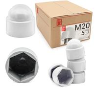 Cache écrou M20 Blanc, 5 pièces, cache blanc, caches vis plastique | capuchon de protection hexagonal, protection anti-rouille pour écrou et vis, finition propre bricolage