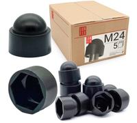 Cache écrou M24 Noir, 5 pièces, cache noir, caches vis plastique | capuchon de protection hexagonal, protection anti-rouille pour écrou et vis, finition propre bricolage