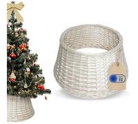 Cache-pied de sapin de Noël - CREATIVE HOME - Osier naturel - Rond 46 cm - Blanc - Fabrication UE