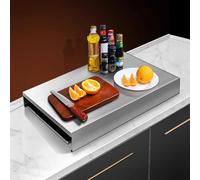 Cache Plaque de Cuisson en Acier Inoxydable, Couvre Plaque de Cuisson Gaz, Gaz/électrique, Agrandissement de L'espace de Cuisine, Facile À Nettoyer(Metallic,80x50x9cm/31x20x3.5in)