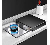 Cache Plaque de Cuisson en Acier Inoxydable, Couvre Plaque de Cuisson Gaz, Gaz/électrique, Agrandissement de L'espace de Cuisine, Facile À Nettoyer(Black,32x50x9cm/12x20x3.5in)