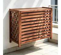 Cache Pompe a Chaleur Persienne Brise Vue Balcon | Structure a persiennes pour flux d'air continu et support pour pots de fleurs de terrasse.(100*92)