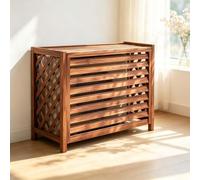Cache Pompe a Chaleur Persienne Brise Vue Balcon | Structure a persiennes pour flux d'air continu et support pour pots de fleurs de terrasse.(120*100)
