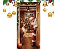 Cache-porte de Noël pour porte d'entrée Accent Décoratif Plat 2D de Fêtes | Décor Toile de de Noël pour Porte Pour Maison, Appartement, Ferme, Salon, Salle de Jeux, Séance Photo,