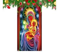Cache-porte de Noël Scène de la Nativité pour housse de porte festive | Bannière de décoration de fête pour entrée d'hiver porche mur verre maison fête extérieur