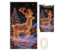 Cache-porte d'entrée de Noël 180x90cm Décor saisonnier UV fluorescent | Décor de porte de fête pour propriétaires entrée d'école fête maison appartement salon chambre Modèle A