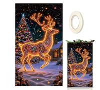 Cache-porte d'entrée de Noël 180x90cm Décoration Festive Fluorescente UV | Décor de porte de fête pour propriétaires entrée d'école fête maison appartement salon chambre Modèle A