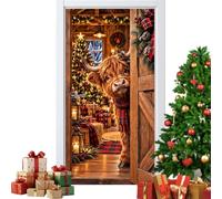 Cache-Porte d'Entrée de Noël Arrière-Plan Festif Extensible Père Noël | Décoration Festive, de Fête Pour Intérieur Extérieur Fête Hiver Style Ferme Porche Maison C
