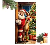 Cache-porte d'entrée de Noël, panneau décoratif 2D, 90 x 180 cm, pour fêtes | Bannière de fond porte de Noël pour appartement, ferme, salon, salle de jeux, photographie, fête de Noël