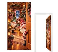 Cache-Porte d'Entrée de Noël Père Noël Festif Grand et Extensible pour | Décoration pour Bannière et Fête de Saison Pour Intérieur Extérieur Fête Hiver Style Ferme Porche Maison B