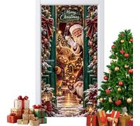 Cache-Porte d'Entrée de Noël Père Noël Festif Toile de Campagnarde | Décoration pour Bannière et Fête de Saison Pour Intérieur Extérieur Fête Hiver Style Ferme Porche Maison UN