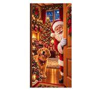 Cache-porte Noël Bannière Plate Imprimée en 2D pour l'Hiver et les Fêtes | de Porte Noël 180 x 90 cm Pour Appartement Maison de Campagne Porche d'Entrée Fête Photo Accessoire LSS040