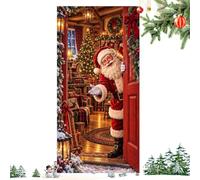 Cache-porte Noël Décoration Plate de de Fête en 2D | Housse de Porte d'Entrée de Noël 180 x 90 cm Pour Maison de Ferme, Porche d'Entrée, Fête, Accessoire Photo, Maison et LSS041