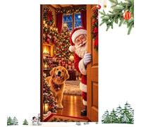 Cache-Portes Festifs Bannière Plate Imprimée en 2D pour l'Hiver et les | Arrière-Plan Porte Garage Noël 180x90 cm Pour Maison de Ferme, Porche d'Entrée, Fête, Accessoire Photo, Maison et App LSS040