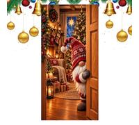 Cache-Portes Festifs Décoration Plate de de Fête en 2D | Housse de Porte d'Entrée de Noël 180 x 90 cm Pour Appartement Maison de Campagne Porche d'Entrée Fête Photo Accessoire LSS045