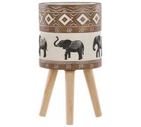 Cache-pot Achilio 25 cm de Diamètre, en Magnésium et Bois de Hêtre, Marron Beige