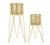 Cache-pot ajouré Mauro Ferretti Nat(x2) Doré 21x20x46-18x18x32 cm