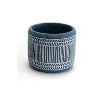 Cache pot bleu à lignes grand modèle - - Bleu - Grès