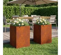 vidaXL Jardinière d'extérieur aspect rouille 40 x 40 x 75 cm, lot de 2