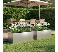 vidaXL Jardinières pour plantes, lot de 2, argent, 100 x 30 x 30 cm