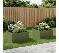 vidaXL Jardinières pour plantes, lot de 2, argent, 60 x 60 x 40 cm