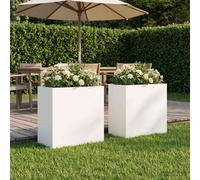 vidaXL Jardinières pour plantes, lot de 2, blanches, 50 x 30 x 50 cm