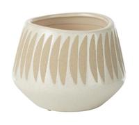 Cache-Pot Déco en Grès ""Kai"" 20cm Beige & Blanc