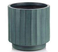 Cache-pot en céramique, vert, 36 cm, pot de fleurs décoratif avec des rainures, design moderne