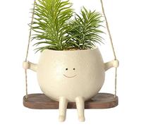 Cache Pot en Forme De Visage, Pot De Fleurs Balançoire, Jardinière À Suspendre Intérieur Extérieur, Mignon Pot De Fleurs en Résine, Pot De Jardinière À Visage Pivotant, pour Intérieur Et Extérieur