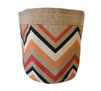 Cache-pot en jute motifs Bandes Colorées 18 cm