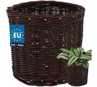 Cache-pot en osier - KOTARBAU - Panier à planter - Marron - Hauteur 23 cm - Extérieur / balcon