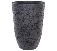 Cache-pot haut - Pot de fleurs / bac à plantes - Style moderne - Aspect béton - Plastique - 50 x 35 cm - Pour fleurs et plantes vertes - Noir