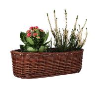 KOTARBAU® Pot de fleurs ovale en osier tressé pour fleurs, plantes, panier naturel, bac à fleurs, panier tressé, marron, 40 cm, 1 pièce
