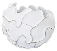 Cache-pot Lines blanc en résine au profil sculptural diamètre 44 cm