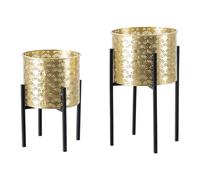 Cache-pot Mauro Ferretti Glissy (x2) Doré 21x38-19x28 cm