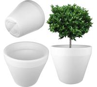 Cache-pot - Pot de fleurs rond - Grand format - 39 cm de diamètre - Pour le jardin et la terrasse - Blanc