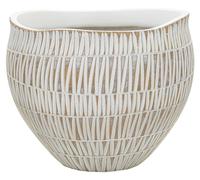 Cache-pot Stiky blanc et or en résine diamètre 26 cm