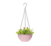 Cache-pot Suspendu Plastique 15cm avec pour chaîne et Drainage(Pink) | Matériau PP , trou drainage intégré, pour chaîne triple pour robuste, crochet mural inclus, design moderne