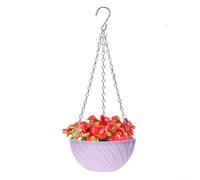 Cache-pot Suspendu Plastique 15cm avec pour chaîne et Drainage(Purple) | Matériau PP , trou drainage intégré, pour chaîne triple pour robuste, crochet mural inclus, design moderne