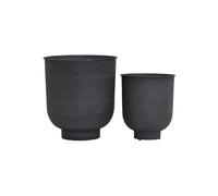 Cache-pots en acier recy ris foncé, lot de 2, à poser - House Doctor, Vig - Ø30x35 cm