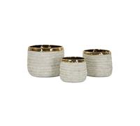 Cache-Pots Lot de 3 ronds en Céramique Gris